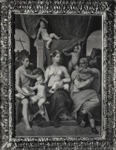 Anonimo — Menzocchi Francesco - sec. XVI - Madonna con Bambino, san Giovanni Battista, san Giuseppe e angeli — insieme